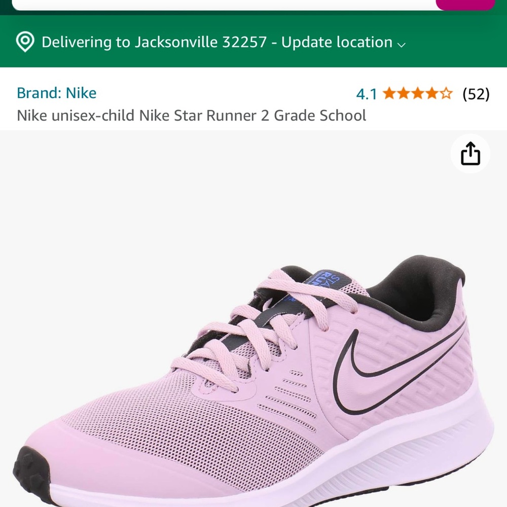 Hold! Nike Star Runner 4 - Y4.5-5y. Lavender/ black